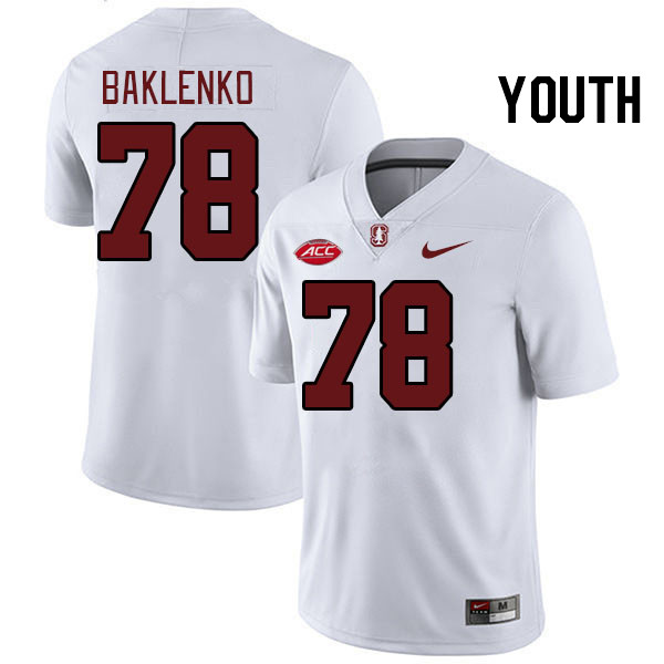 Youth #78 Luke Baklenko Stanford Cardinal 2024 ACC Conference College Football Jerseys Stitched-Whit